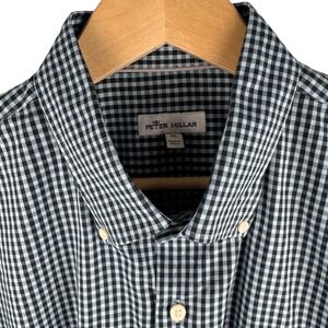 Peter Millar Crown Soft Stretch Gingham Sport Shirt Mens XL Green Silk Blend